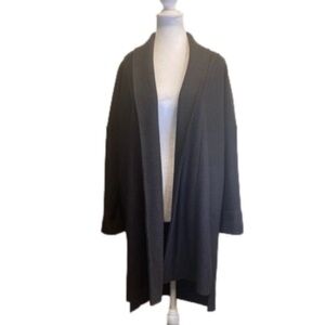Tobias S–L Black Open Front Wool Blend Cardigan Coat